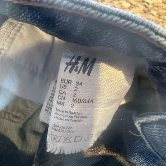 &Denim H&M Wide-leg Cropped culotte denim blue Jeans size 2 raw hem - Picture 3 of 10